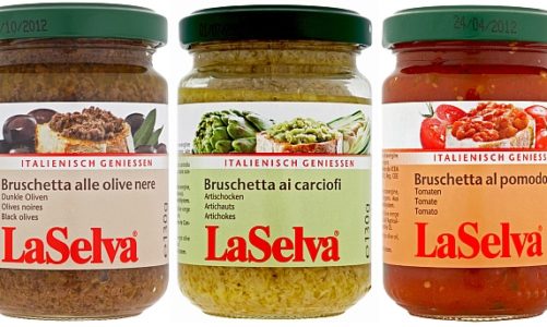 3 rodzaje Brushetty – bruschetta z czarnych oliwek, bruschetta z pomidorów, bruschetta z karczochów