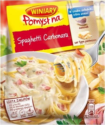 Odkryj nowe produkty WINIARY POMYSŁ NAâŚkurczaka w sosie serowym i WINIARY POMYSŁ NAâŚspaghetti carbonara