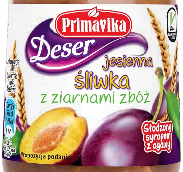Bezmleczny deser Jesienna śliwka z ziarnami zbóż