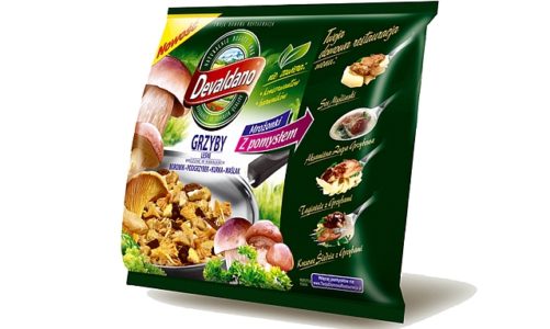 Dorodne, zdrowe, mrożone w całości leśne grzyby