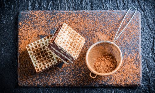 Wafle z masą kakaowo – orzechową
