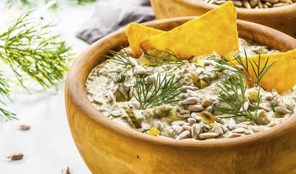 Roślinna Pasta z pestkami słonecznika, z ogórkiem i koperkiem
