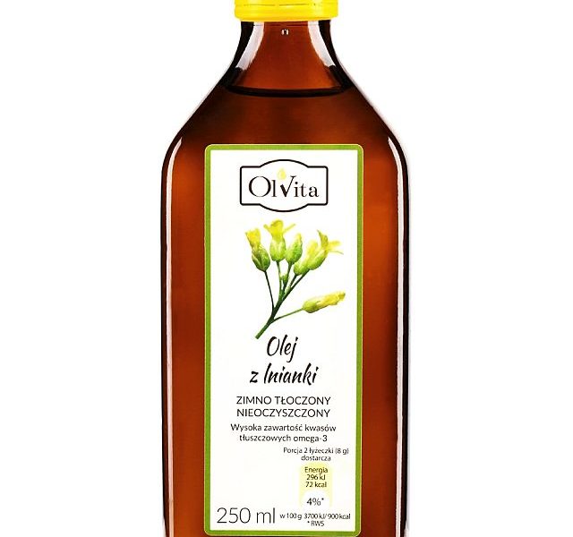 Olej z lnianki zimno tłoczony, nieoczyszczony, nierafinowany