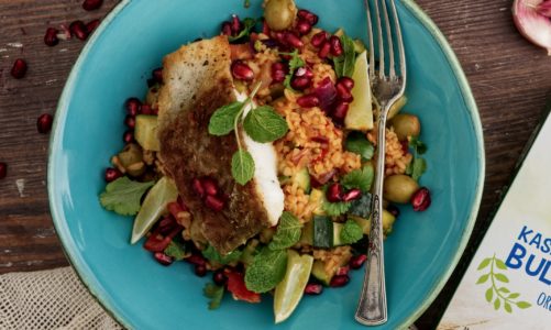 Sałatka z dorszem, warzywami i kaszą bulgur BIO